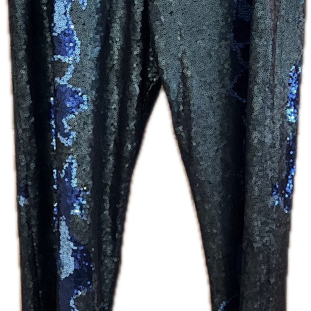 Cynthia Rowley Green and Navy Sequin Flare Pants - Picture 2 of 2
